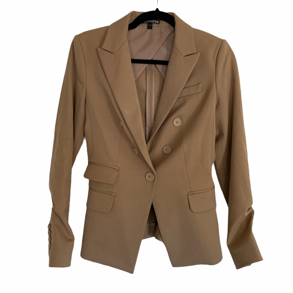 Express Asymmetrical Blazer - Tan 2
